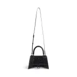 Women's Hourglass Small Handbag Crocodile Embossed In Black