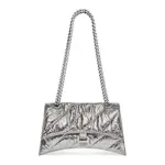 Women's Crush Small Chain Bag Metallized Quilted in Silver