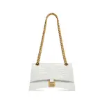 Women's Crush Small Chain Bag Crocodile Embossed In Optic White