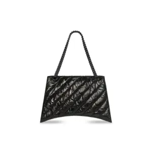 Women's Crush Large Chain Bag Quilted in Black